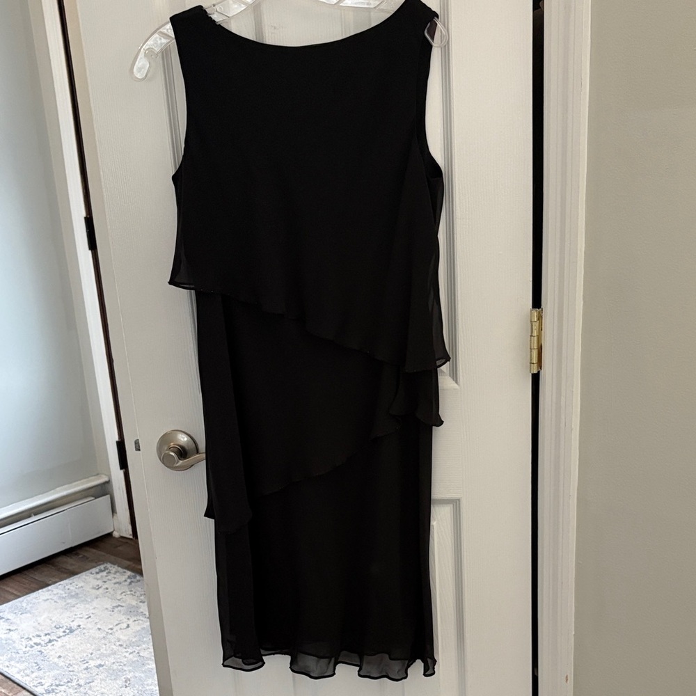 Jones New York Black Layered Sleeveless Midi Dress